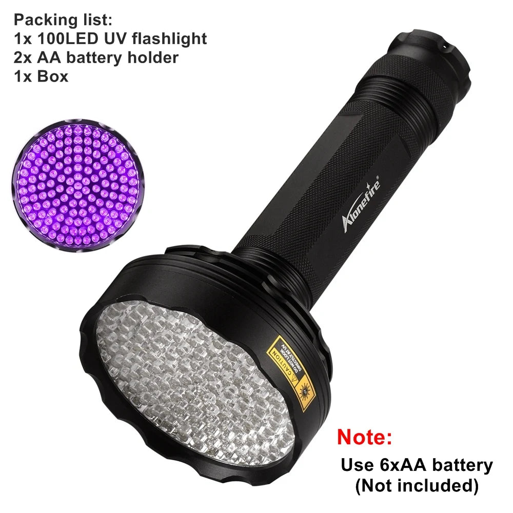 128 LED 395nm UV Blacklight Flashlight