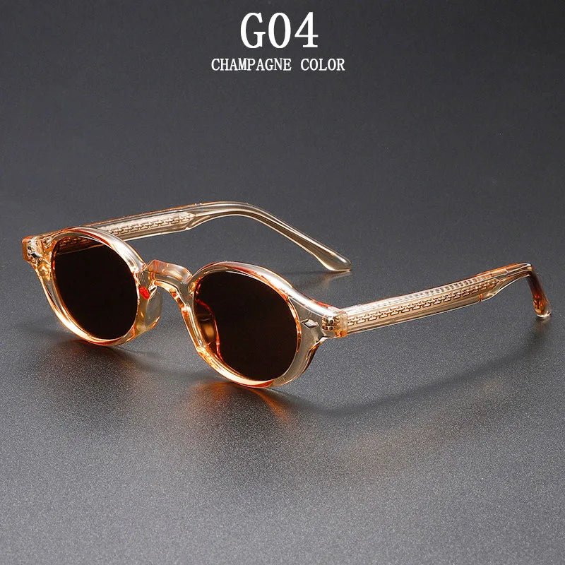 Vintage Oval Acetate Sunglasses With UV400 Protection