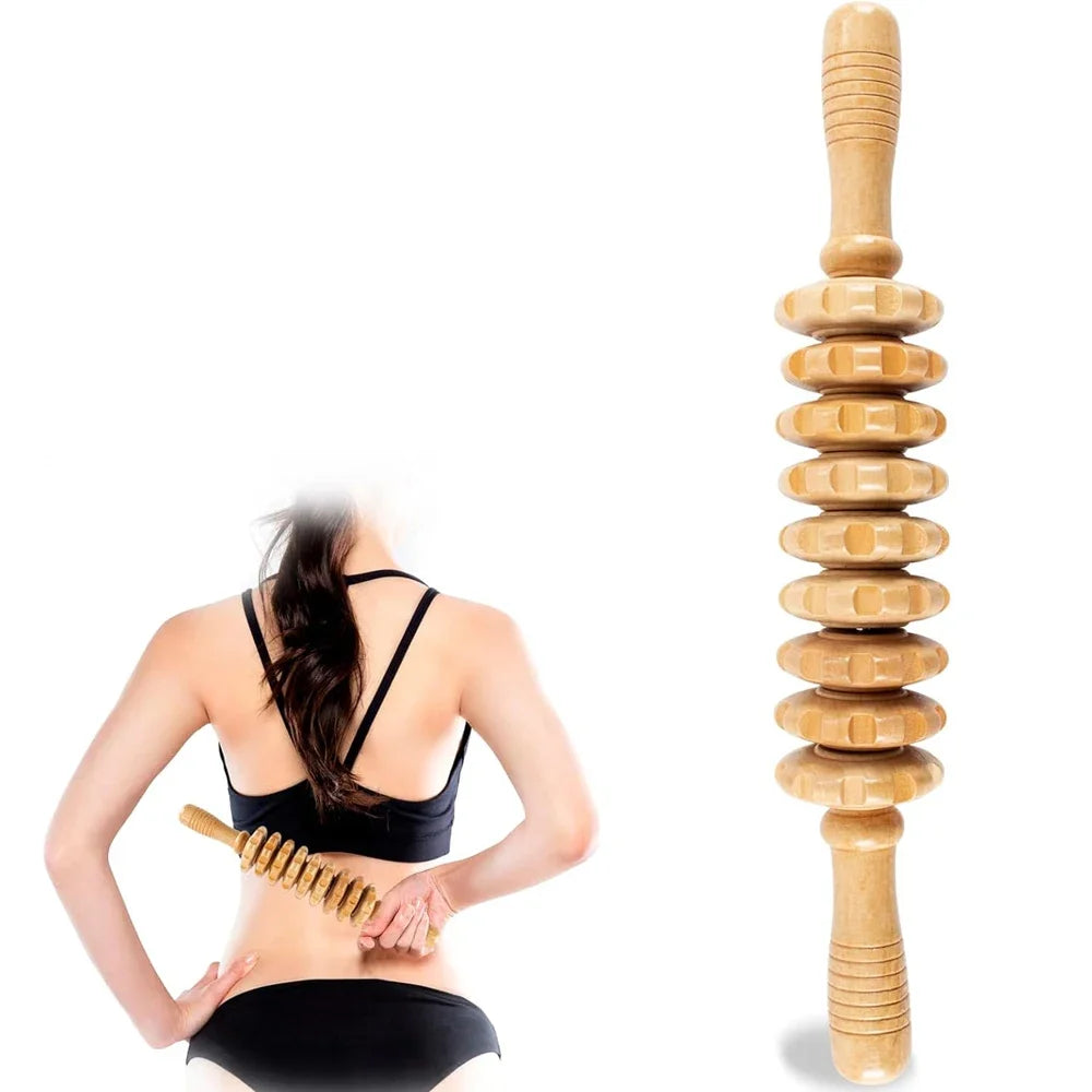 Curved Wood Roller for Stomach Cellulite,Wooden Therapy Massage Tool for Body Shaping,Wood Massager Stick for Lymphatic Drainage