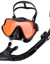 Snorkel Mask Set Silicone Swimming Goggles Diving Training Kit Dry Top Colorful Len Wide View Tempered Glass Anti-Leak Adults