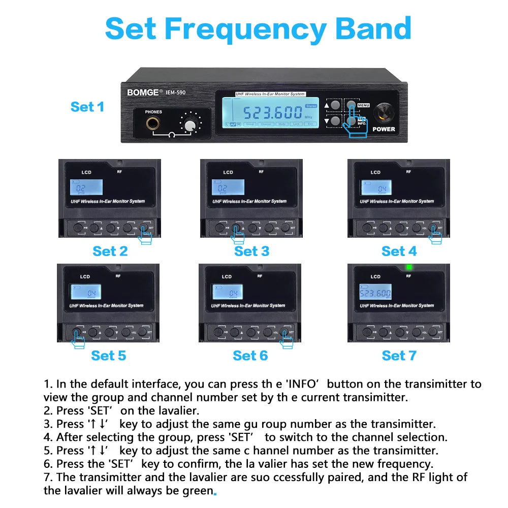 Professional UHF Wireless In Ear Monitor System Rack Mount Stereo Audio Monitoring Kit