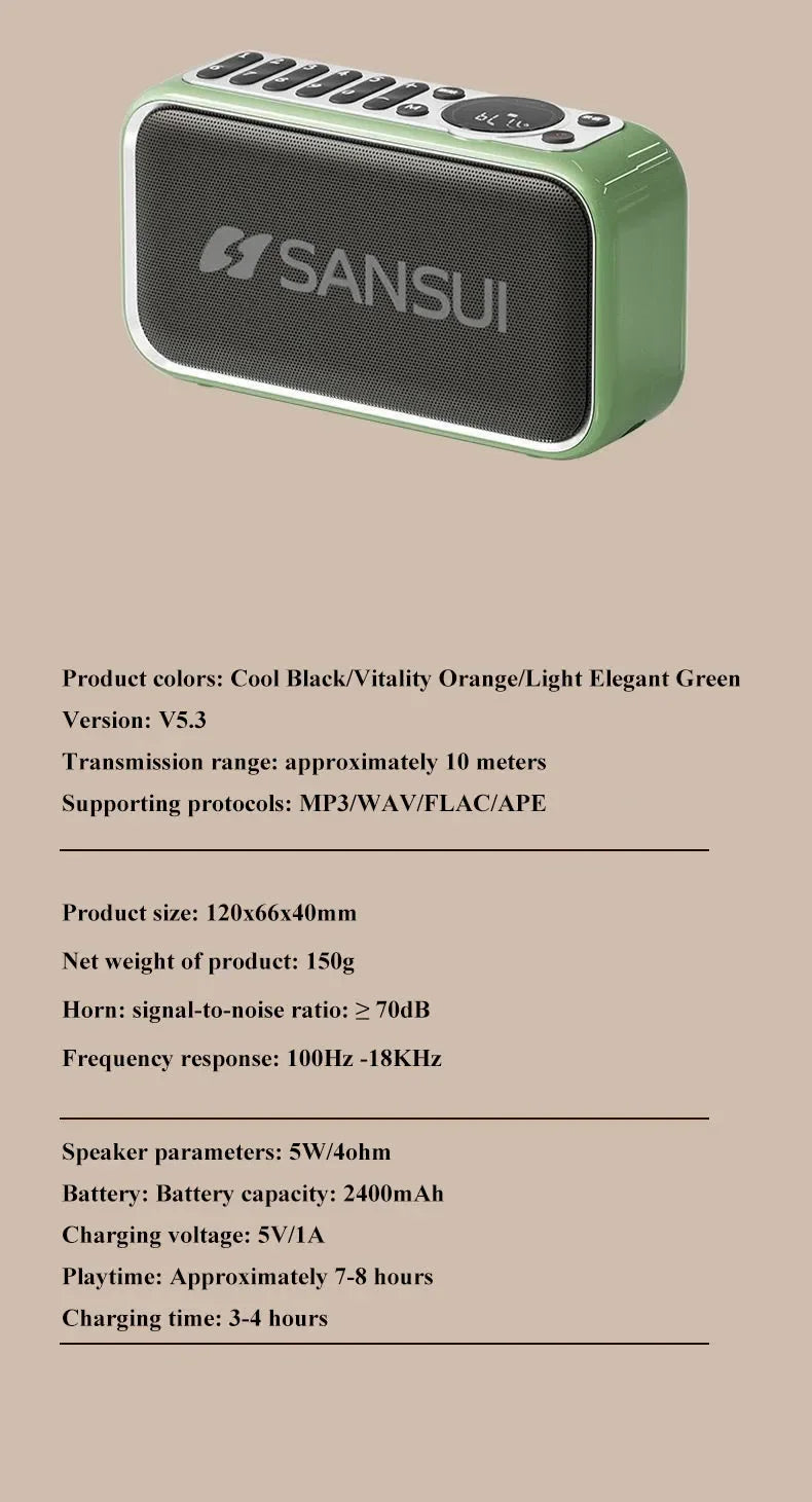 SANSUI F35 portable stereo bass Bluetooth speaker SANSUI F35 retro speaker mini plug-in portable music player supporting TWS AUX