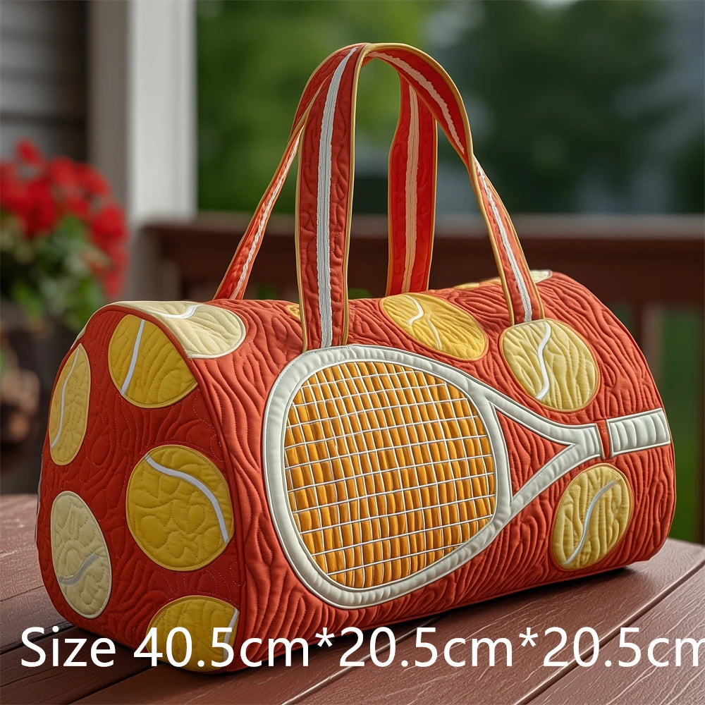 Tennis Racket 3D Printed Quilted Duffel Bag Large Capacity Sports Travel Gym Bag Fashion Weekender Overnight Bag for Men Women