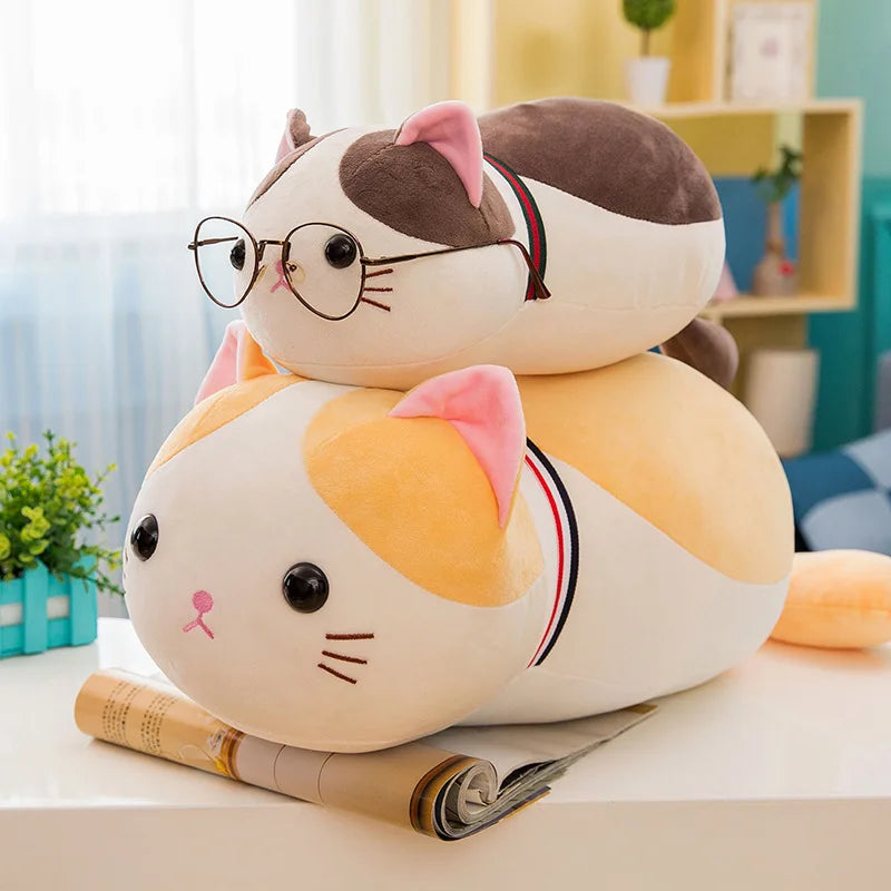 Kawaii Plush Toy Cute Cat Pillow Stuffed Doll Soft Cuddly Animal for Kids Birthday Gift Perfect Sleep Companion and Pet Style