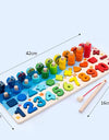 Montessori Educational Toys Wooden Preschool Kid Cognition Match Board Math Fishing Numbers Early Learning Toy Counting Geometry