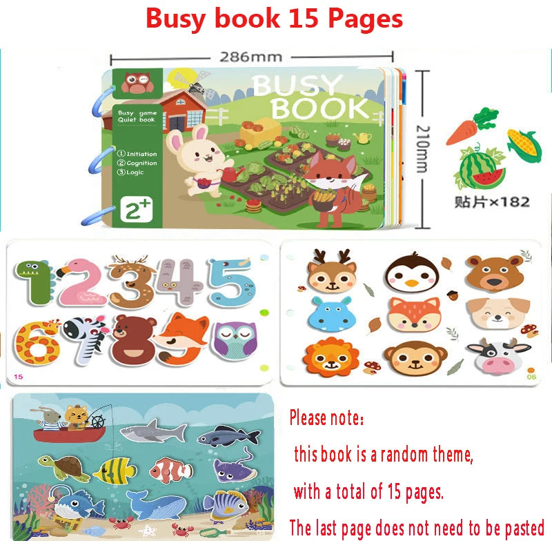 Montessori  Busy Book My First Quiet Book Paste Learning Educational Toys Books  Matching Game Toys for 1 to 3 Y