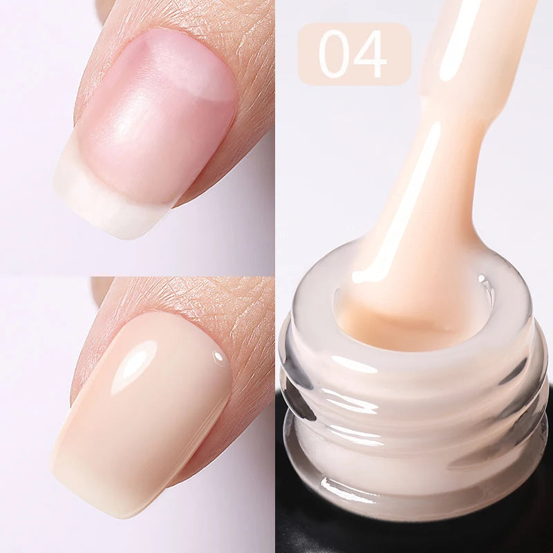 15ml Milky Pink Rubber Base Gel Nail Polish Glitter Semi-Permanent Varnish Soak Off Self Leveling UV LED Polish
