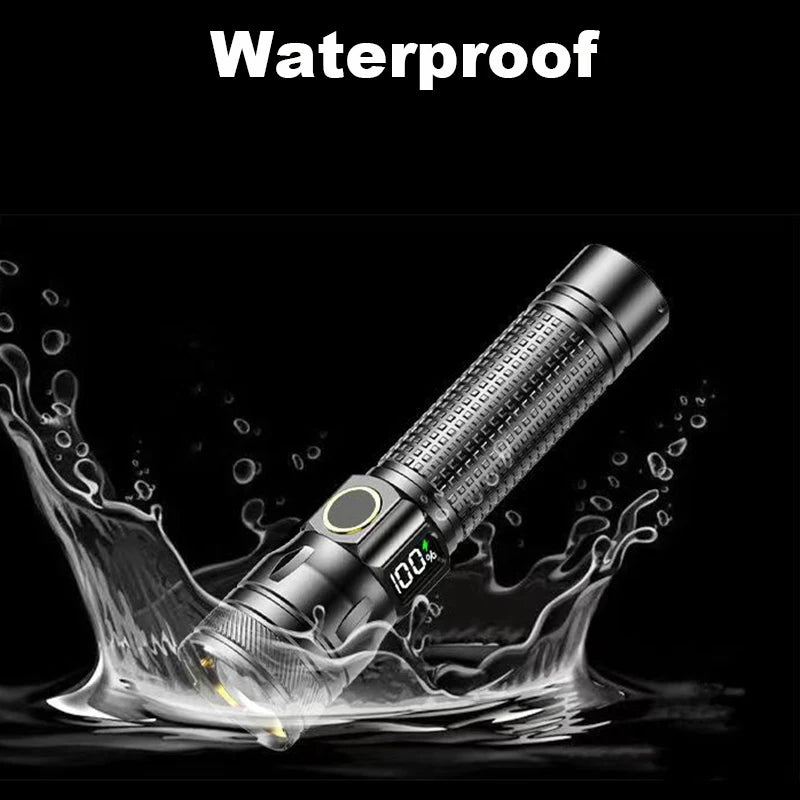 Rechargeable LED Flashlight High Power Waterproof Torch With Power Display