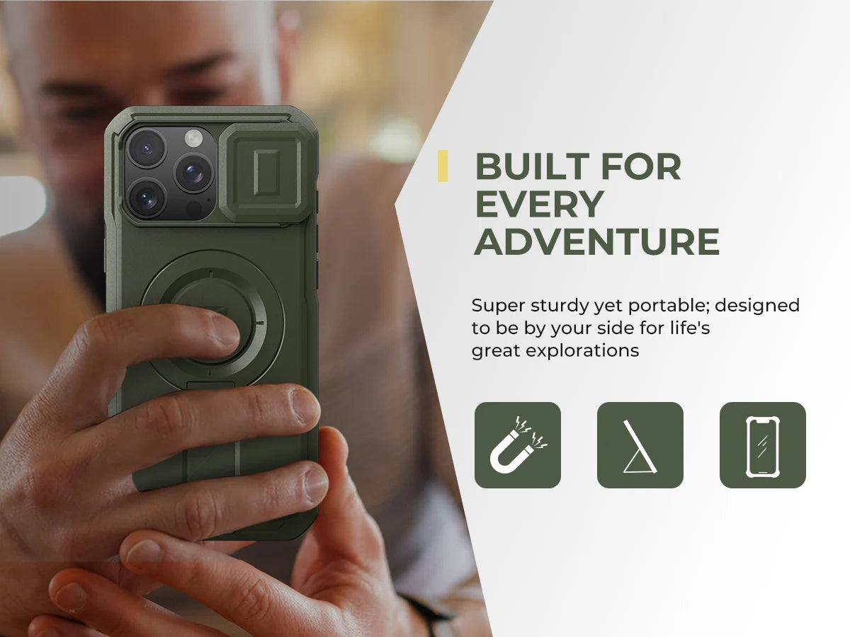 For iPhone 16 Pro Max  Case with Slide Camera Cover & Adjustable Kickstand Rugged Shockproof Protective Heavy-Duty Bumper Cases