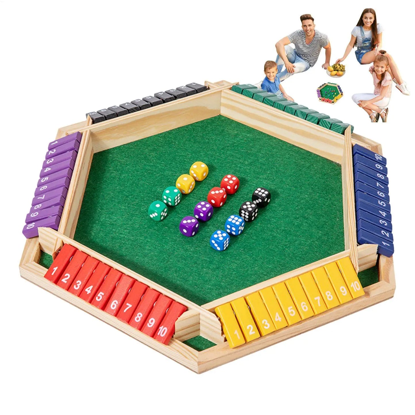 Wooden Shut The Box Dice Game – Six Sided Flipping Number Board