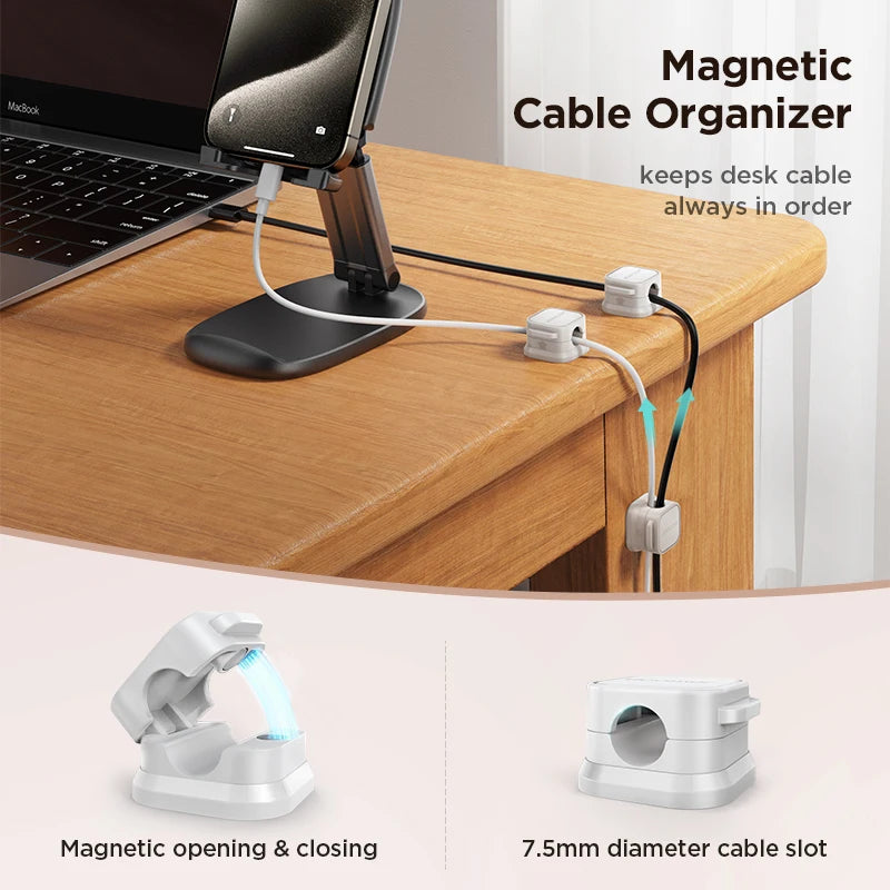 3/6Pcs Magnetic Cable Clip Cord Holder Adhesive Wire Holder Keeper Organizer for Home Office Under Desk Cable Management