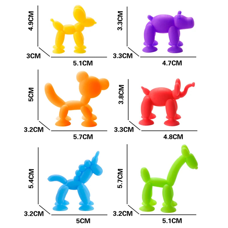 Number Letter Suction Cup Toys Soft Silicone Building Blocks Toy Animal Shape DIY Puzzle Game  Sensory Sucker Bath Toys