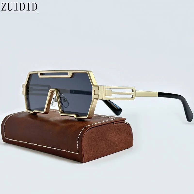 Square Steampunk Metal Sunglasses With UV400 Protection