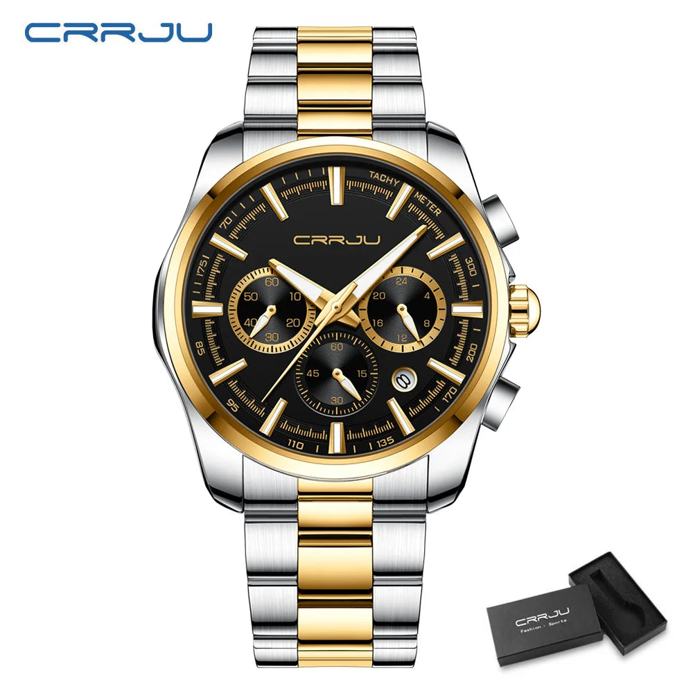 Men Watch Sports Casual Quartz Wristwatches with Chronograph Fashion Stainless Steel Auto Date Clock Male