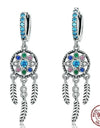 Dreamcatcher Multi Color CZ Drop Dangle Earrings Women 925 Sterling Silver 18K Gold Tassel Hoop Earring