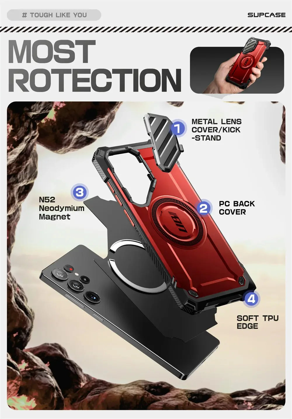 For Samsung Galaxy S25 Ultra Case UB Mag XT Heavy Duty Rugged Strong  Phone Case with Camera Cover Kickstand