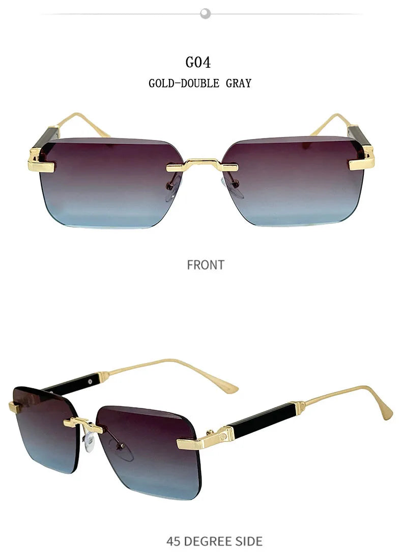 Rimless Square Sunglasses With UV400 Protection