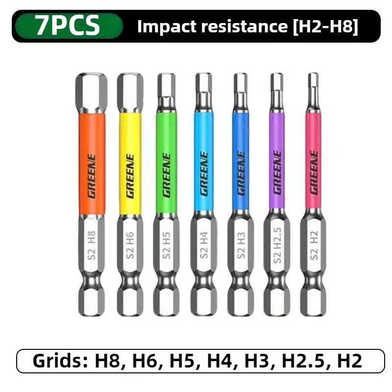 Hexagon socket Bit set Impact Drill Bits, Hex Head Tungsten Steel Screwdriver Bits Suit 1/4 Inch Hexagonal Shank