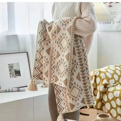 Boho Plaid Blanket Simple Throw Winter Warmer Blankets Decorative Sofa Cover Knitted Soft Shawl