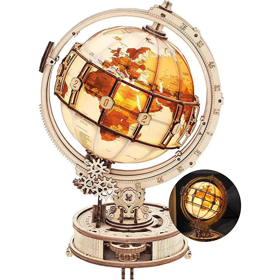 Luminous Wooden Globe Light Night 3D Puzzle Games