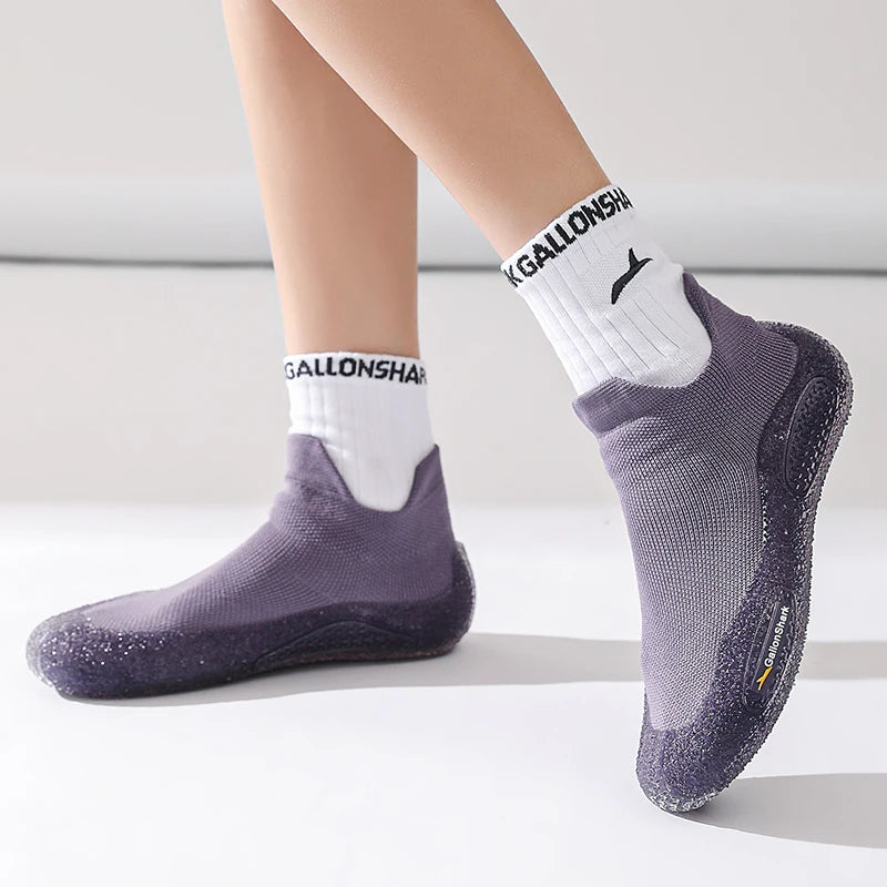 Silent Indoor Sports Shoes and Socks Gym Ultra Lightweight Shock Absorbent Breathable Anti Slip Soft Bottom Yoga