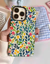 Flower Flora Green Leafs 2 in 1 Phone Case for iPhone 16 15 Pro Max 16 Plus Double Deck Shockproof Protective Cover