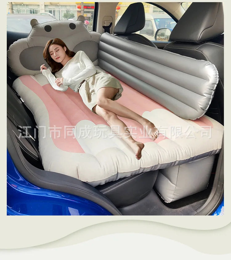 Horseflocking Inflatable Car Travel Bed Outdoor Camping SUV Rear Seat Inflatable Bed Mat Backrest Shield Nap Mat