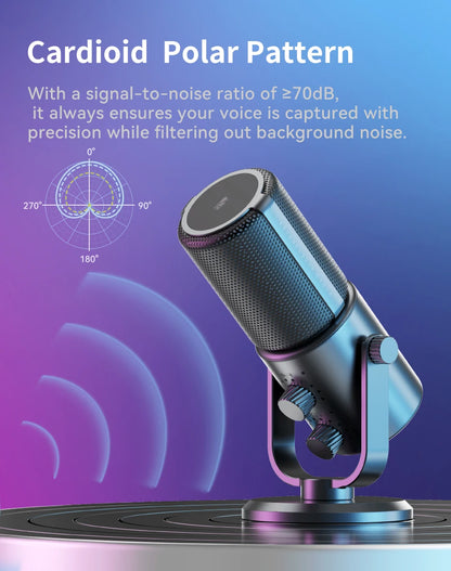 Condenser Microphone Cardioid Pattern Microphone Real-Time Monitoring for Smartphone Laptop Computer  40Hz-20KHz