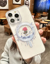 Magsafe Magnetic Transparent Cartoon Rose Flower Phone Case iPhone 16 15 14 Pro Max 16 Plus Wireless Charge Clear Funda