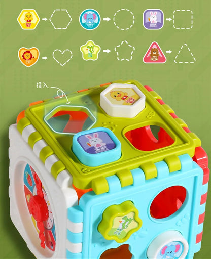 0-3 Years Baby Montessori Educational Toys Toddler Activity Cube Shape Sorting Toys Boy Girl Shape Matching Number Sorter Game