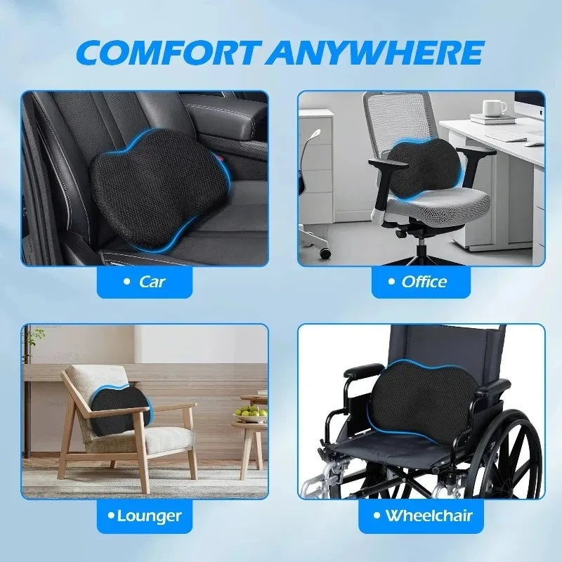 2 In 1 Multifunctional Car Seat Cushion Universal Memory Lumbar Pillow Support Driver Breathable Relief Comfort Chair Car Seat