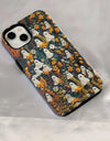 Cute Cartoon Embroidery Effect Ghost Flower Phone Case For iPhone 16 15 Pro Max Plus Double-deck Cover Protection Funda