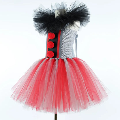 Scary Clown Costume for Girls Horror Halloween Tutu Dress Outfit Creepy Killer Clowns Costumes Kids Carnival Party Tulle Dresses