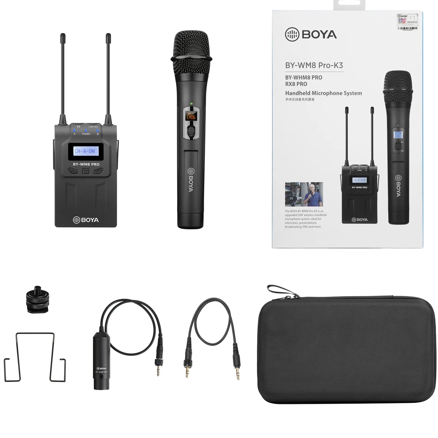 BY-WM8 PRO UHF Wireless Lavalier Lapel Microphone for iPhone Android DSLR Cameras PC Computer Interview Youtube Streaming