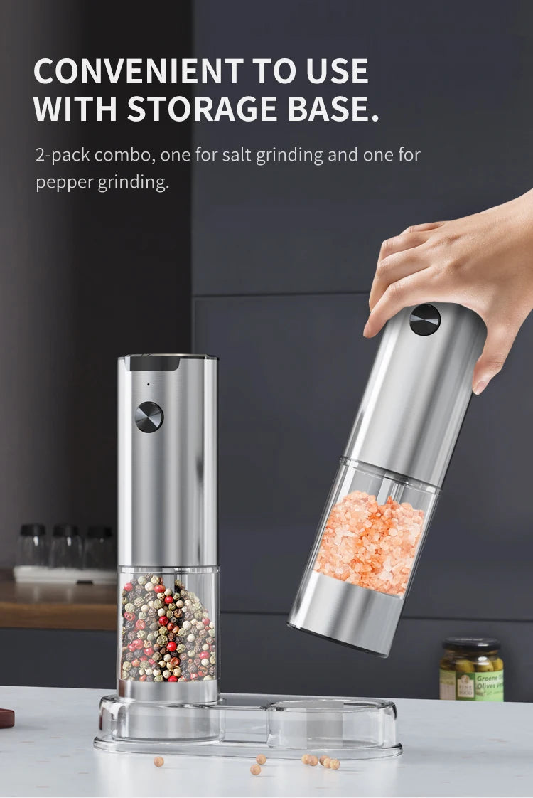 Electric Salt And Pepper Grinder With Adjustable Coarseness Refillable Mills Battery Powered Pepper Grinder Kitchen Gadget Tool