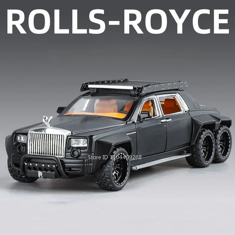1:32 Scale Rolls-Royce Phantom 6x6 Wraith Car Model Toy Diecast Metal Alloy Off-Road Vehicle Models Sound Light Gifts