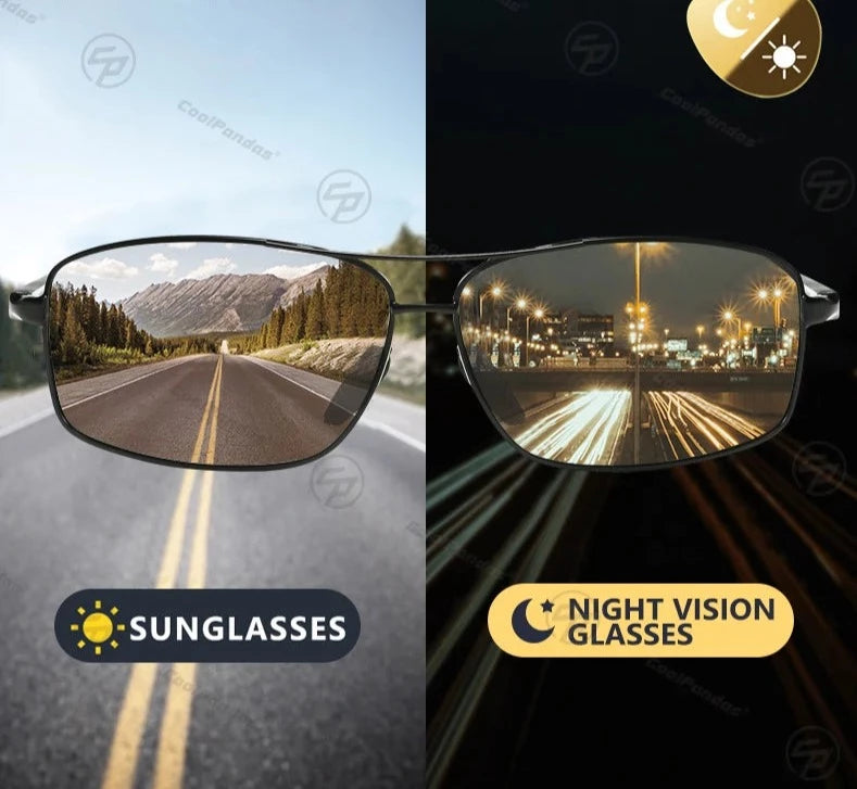 Photochromic Polarized Anti Glare Sunglasses for Men Day and Night Use