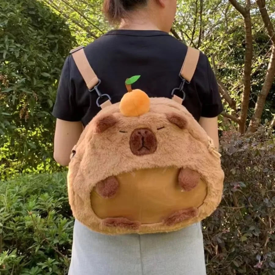 Kawaii Capybara Plush Backpack Soft Shoulder Bag