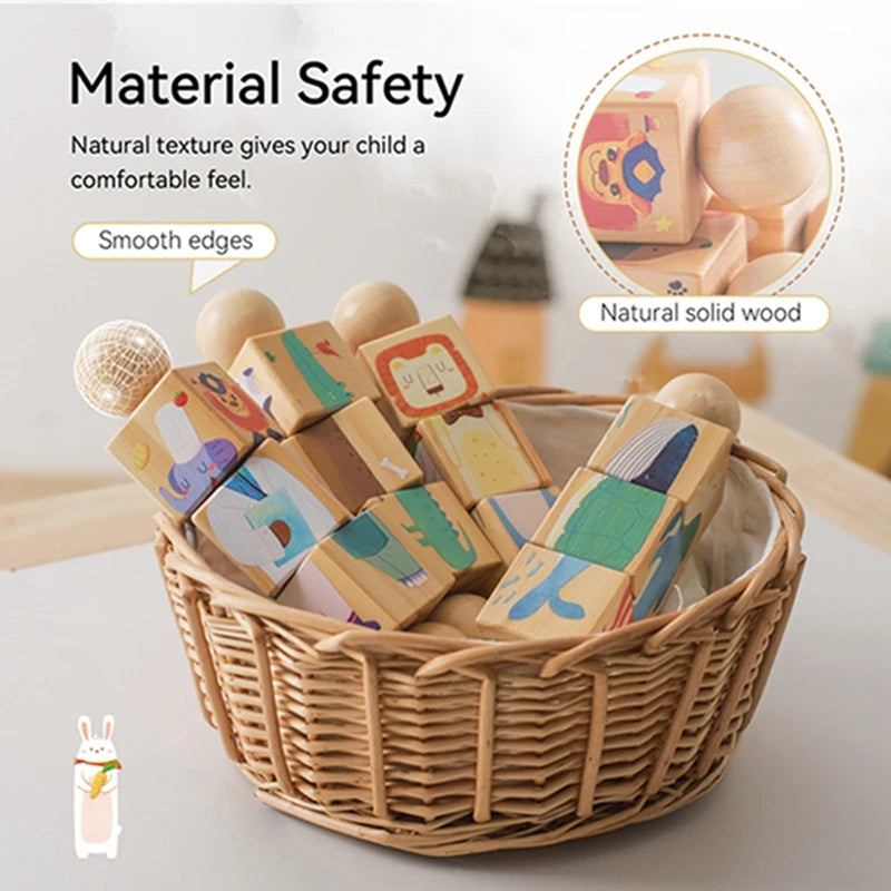 Baby Wooden Rotating Jigsaw Puzzle Hand bell Toy Baby Mobile Musical Rattle Toy Montessori Puzzle Game For Babies