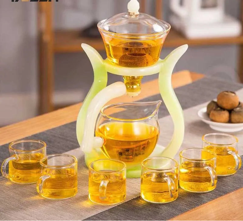 Artifact Lazy Kung Fu Tea Set Heat-resistant Glass Teapot Tea Infuser Coffee Automatic Magnetic Teaware Drinkware