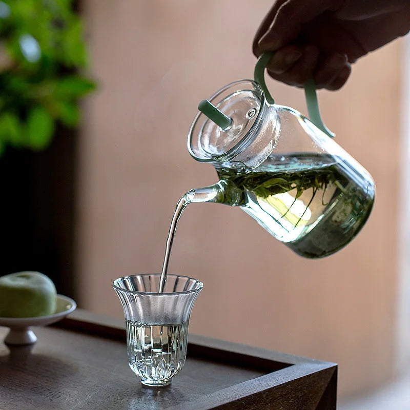 Retro Imitation Song Glass Teapot With Handle Kung Fu Tea Set Puer Kettle Bubble Tea Pot Household Teaware