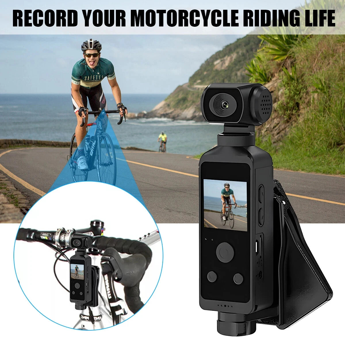 4K HD Pocket Action Camera 270° Rotatable Anti Shaking Wifi Sports Camera 30m Waterproof Small Video Camcorder for Photography