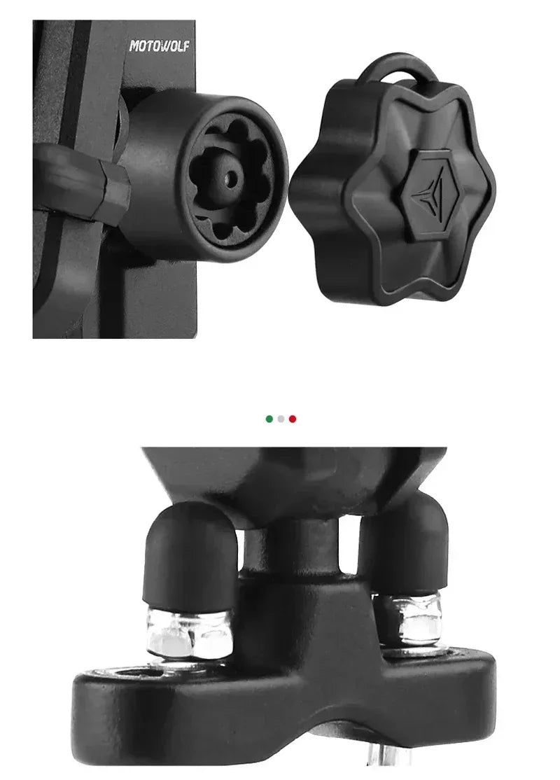 Anti-Thief Motorcycle Bike Mobile Phone Holder Fast 15W Wireless Charging Charger Cycling Mirror Stand Handlebar Mount