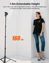 1.6m Extendable Tripod Selfstick Light Stand for Camera Smartphone Fill Light for Video Live-streaming