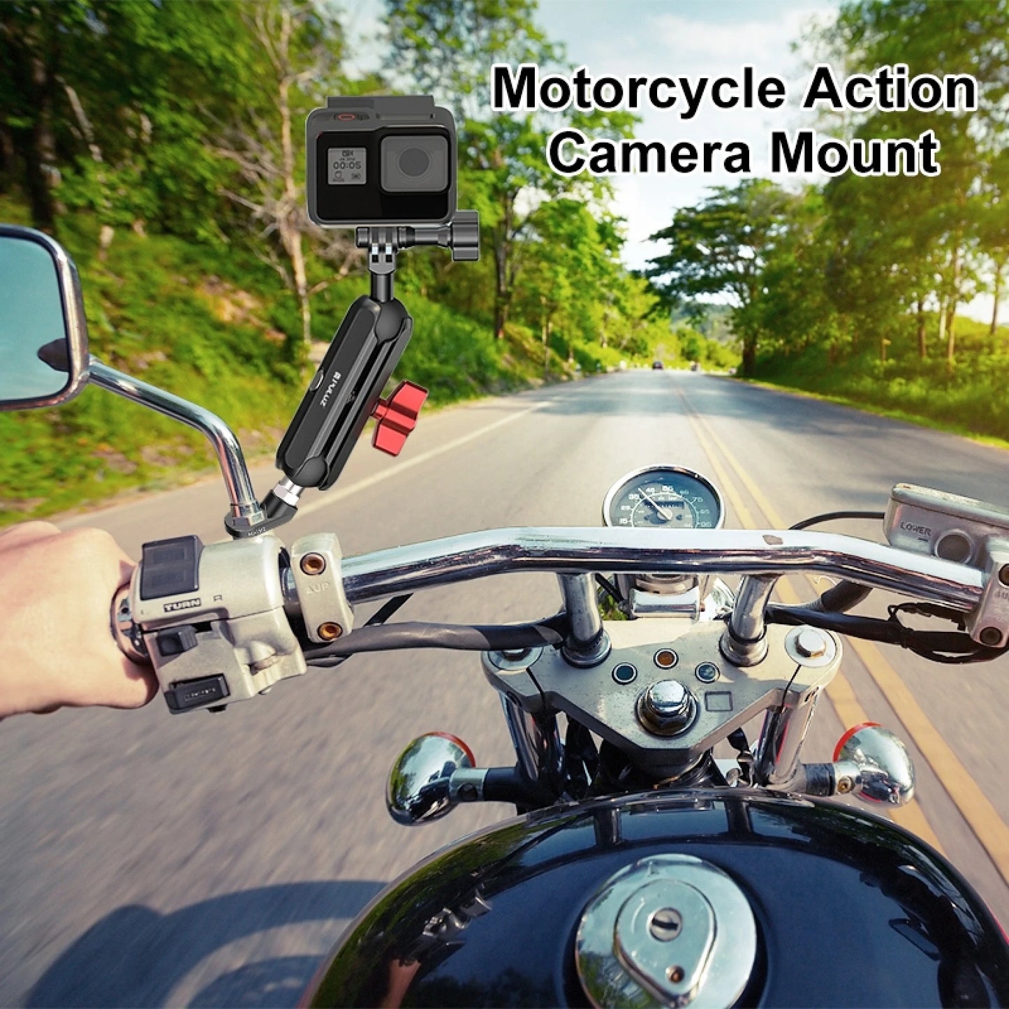 Motorcycle Rearview Oblique CNC Metal Magic Arm Rod Mount