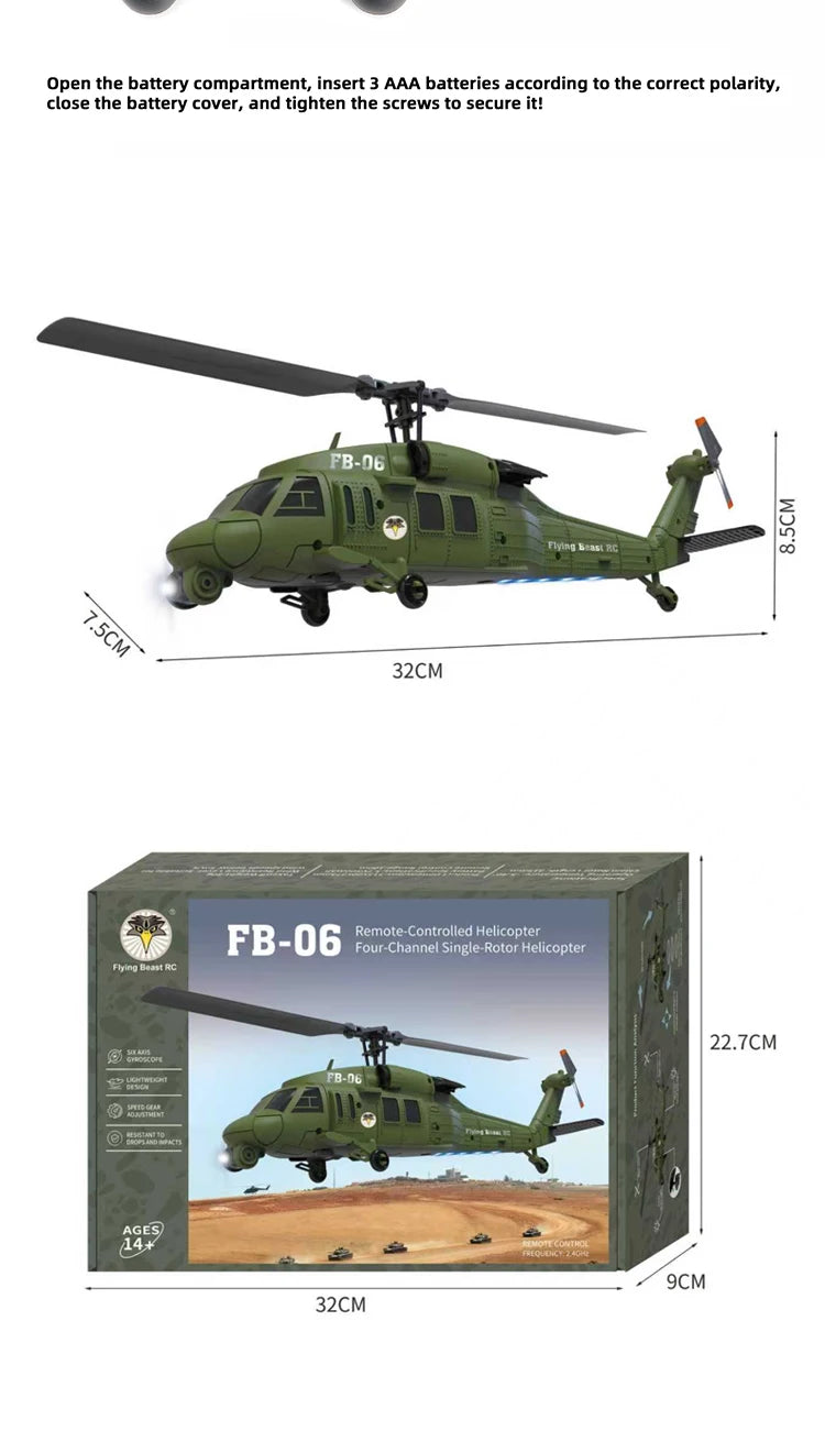 Remote Control Single Rotor Military Helicopter With Optical Flow Positioning