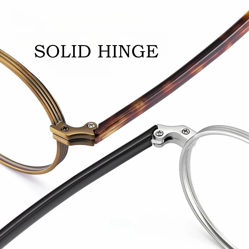 Ultra-light Titanium Alloy Acetate Eyewear Women Fashion Retro Round Small Optical Prescription Eyeglasses Frame Men