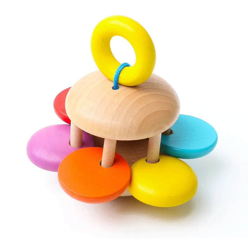 Baby Hand Montessori Rattle Wooden rattle Hand bell Orff Musical Instruments Intellectual Learning Toy Educational Toys Gift