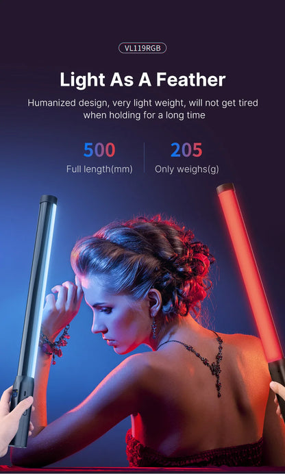 Handheld RGB Colorful Stick Light 19.68 inch Handheld LED Light Wand CRI 95+ 2500K-9000K Photography Studio Lamp