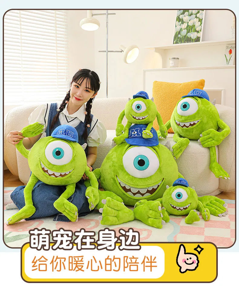 Kawaii Mike Plush Toy Big Eye Monster with Hat Cute Stuffed Doll for Kids Birthday Xmas Gift Soft Pillow Toy for Boys and Girls